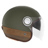 Casque Nox Premium Helmet Jet Heritage Cuir et Heritage Line - Heritage Kaki Mat Cuir Marron
