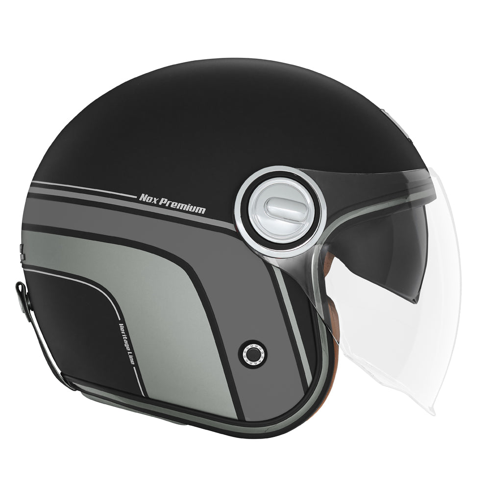 Casque Nox Premium Helmet Jet Heritage Cuir et Heritage Line - Excellent Accessoires par Nox - Seulement €102.99! Acheter maintenant sur Nexyo.fr