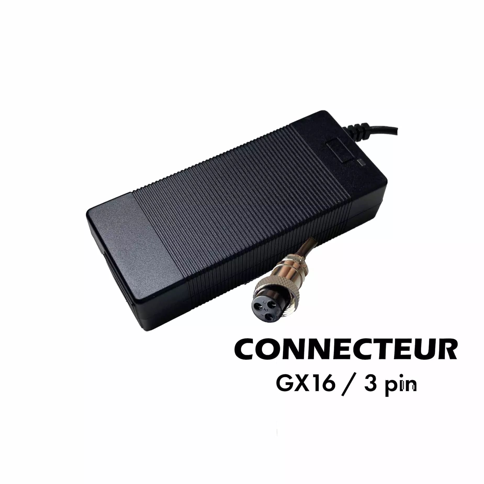 Chargeur trottinette électrique 36V 42V / 2A (connecteur GX16-3p) - Excellent Accessoires par Universel - Seulement €29.99! Acheter maintenant sur Nexyo.fr