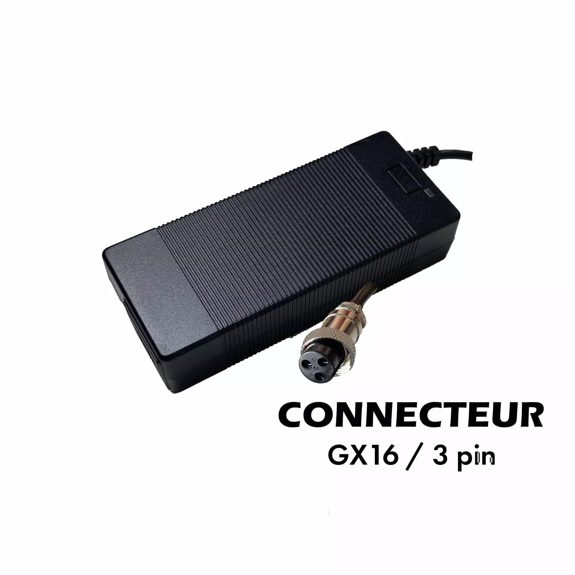 Chargeur trottinette électrique 52V 58.8V / 2A (connecteur GX16-3p) - Excellent Accessoires par Universel - Seulement €39.99! Acheter maintenant sur Nexyo.fr